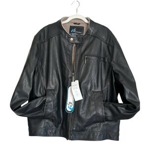 Black Lightweight Leather Shirt Jacket with Stand-Up Collar